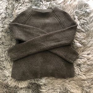 Grey Cropped Mock neck sweater